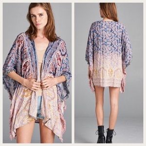 💐BOHO fringe Kimono💐 Ombré paisley